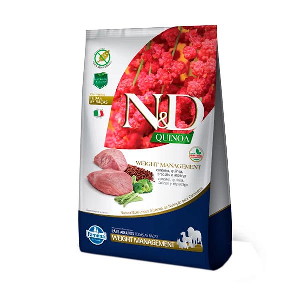 Ração Quinoa N&D para Cães Weight Management sabor Cordeiro