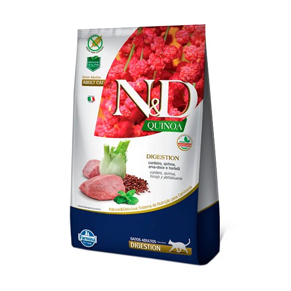 Ração Quinoa Digestion N&D para Gatos Adultos sabor Cordeiro