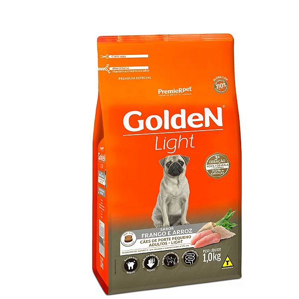 Ração Golden Fórmula Light Mini Bits para Cães Adultos de Porte Pequeno Sabor Frango e Arroz