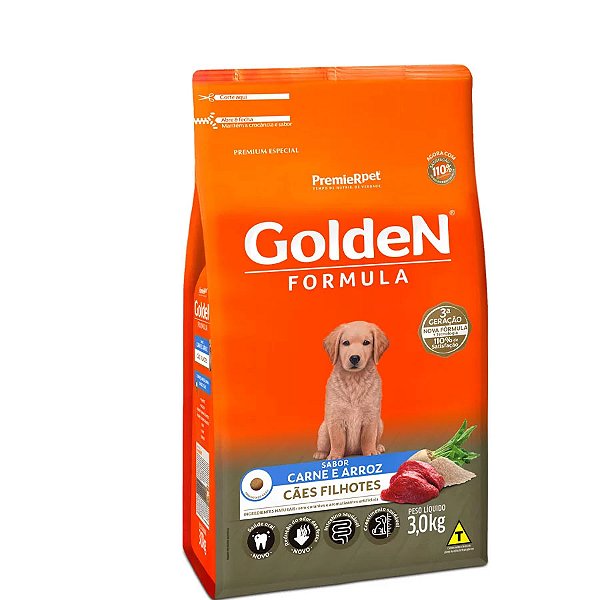 Ração Golden Fórmula para Cães Filhotes Sabor Carne e Arroz 15kg