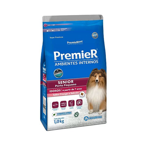 Ração Premier Senior Ambientes Internos para Cães Adultos 7+ Sabor Frango e Salmão