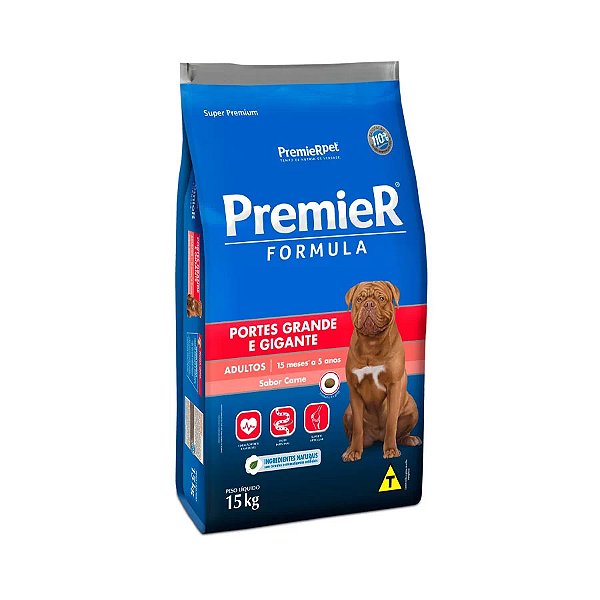 Ração Premier Fórmula para Cães Adultos de Raças Grandes e Gigantes Sabor Carne- 15 kg