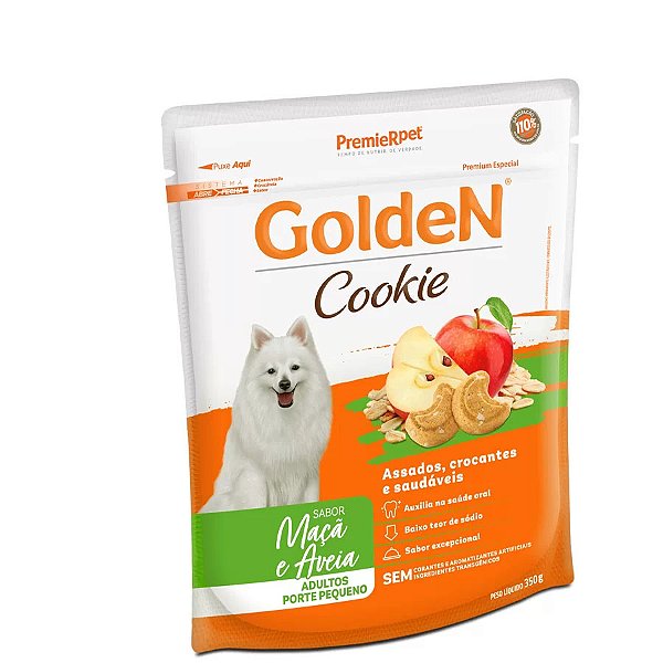 Biscoito Golden Cookie para Cães Adultos de Porte Pequeno Sabor Maçã e Aveia 350g