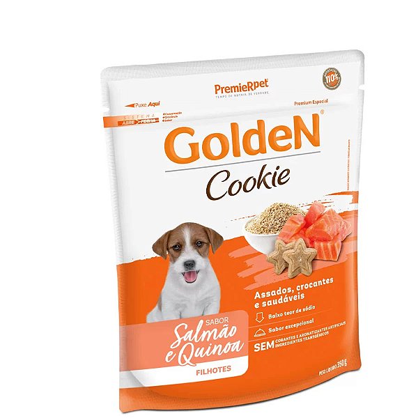 Biscoito Golden Cookie para Cães Filhotes Sabor Salmão e Quinoa 350 g
