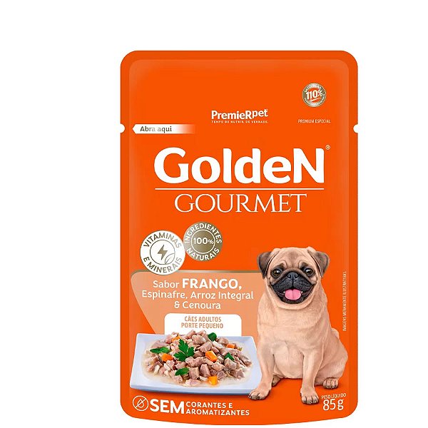 Ração Úmida Golden Gourmet para Cães Adultos de Porte Pequeno Sabor Frango 85g