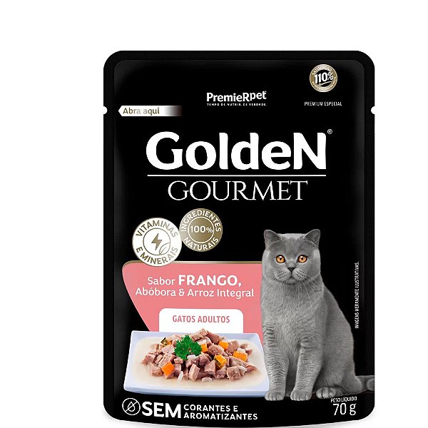 Ração Úmida Golden Gourmet para Gatos Adultos Sabor Frango 70g