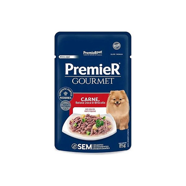 Premier Gourmet para Cães Adultos de Pequeno Porte Sabor Carne 85g