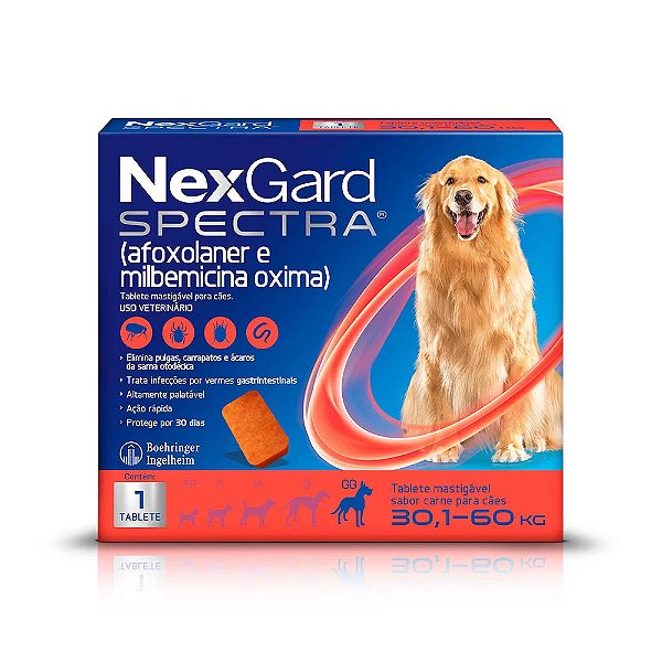 Antipulgas e Carrapatos NexGard Spectra para Cães de 30,1 a 60kg