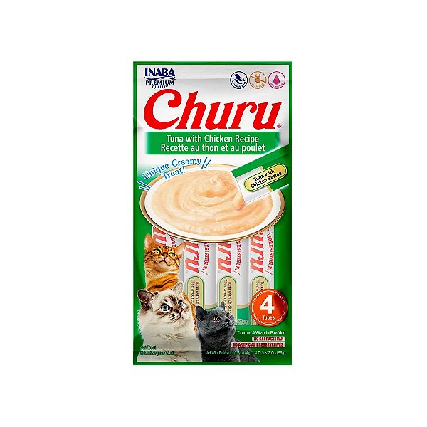 Petisco Purê Churu Sabor Atum com Galinha para Gatos 56g