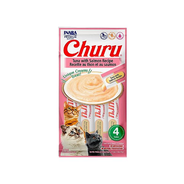 Petisco Purê Churu Sabor Atum e Salmão para Gatos 56g