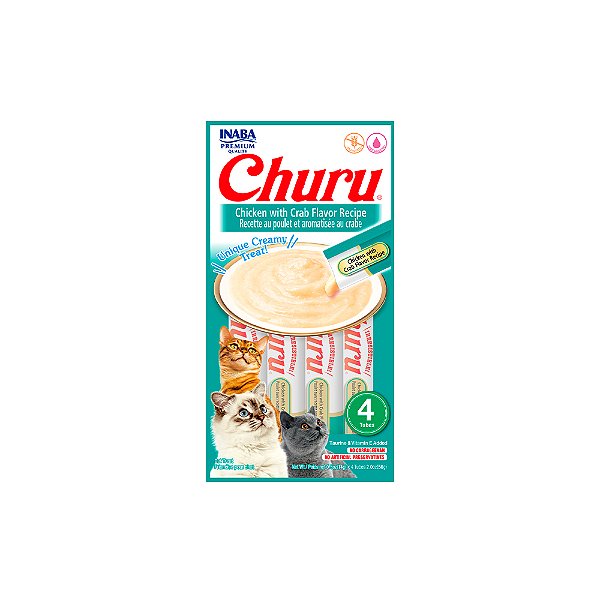 Petisco Purê Churu Sabor Galinha com Caranguejo para Gatos 56g