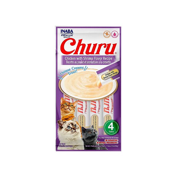 Purê Churu Sabor Galinha e Camarão para Gatos 56g