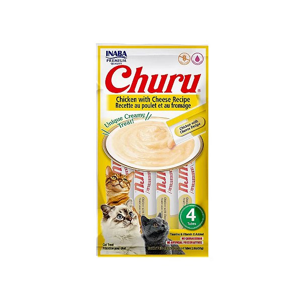 Petisco Purê Churu Sabor Galinha com Queijo para Gatos 56g