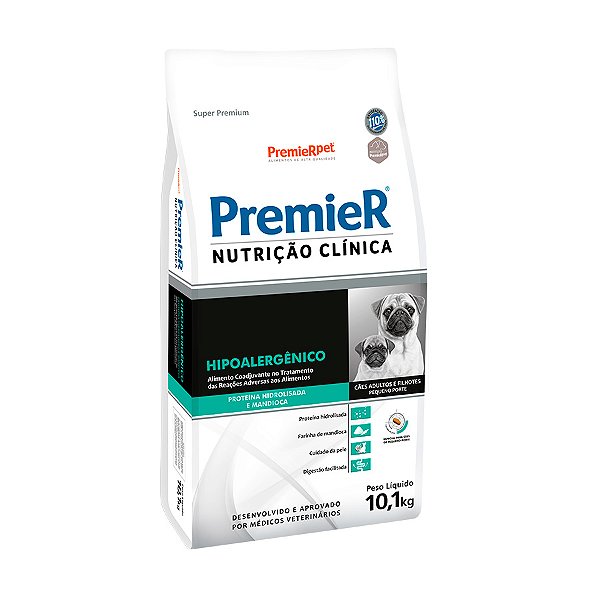 Ração Premier Nutrição Clínica Hipoalergênico para Cães de Pequeno Porte Proteína Hidrolisada e Mandioca