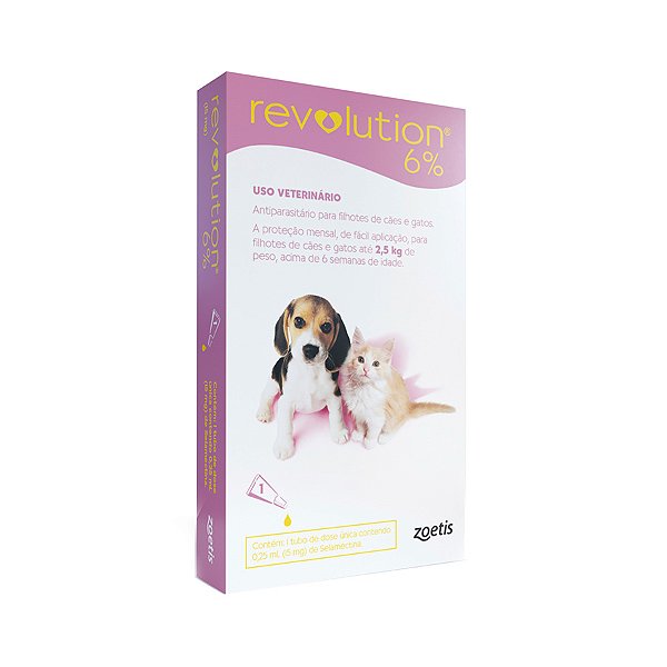 Revolution Zoetis 6% 0.25ml para Filhotes de Cães e Gatos de até 2,5Kg - 1 pipeta