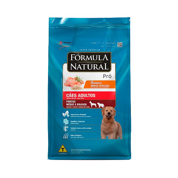 Ração Fórmula Natural Pró para Cães Adultos de Porte Médio e Grande Sabor Frango e Arroz Integral