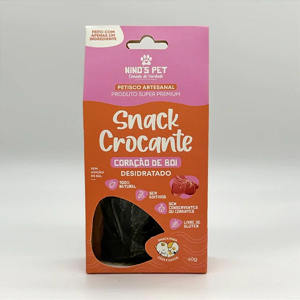 Crocante Coração Bovino Nino's Pet - 40g