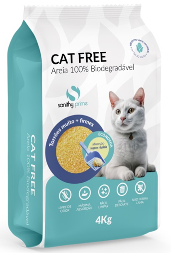 Areia Higiênica Cat Free grãos finos 4kg - Sanithy Prime