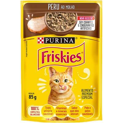 Ração Úmida Friskies Sachê para Gatos Adultos Sabor Peru ao Molho - 85g