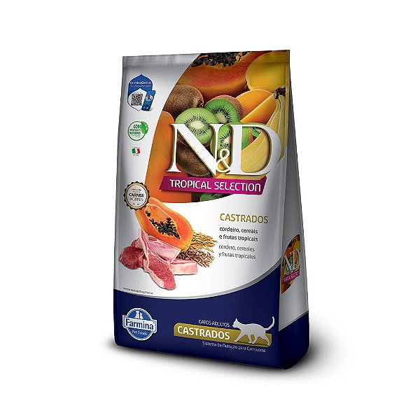 Ração Farmina N&D Tropical Selection para Gatos Adultos Castrados Sabor Cordeiro, Cereais e Frutas Tropicais