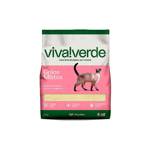 Areia Higiênica Viva Verde Grãos Mistos para Gatos - 10kg