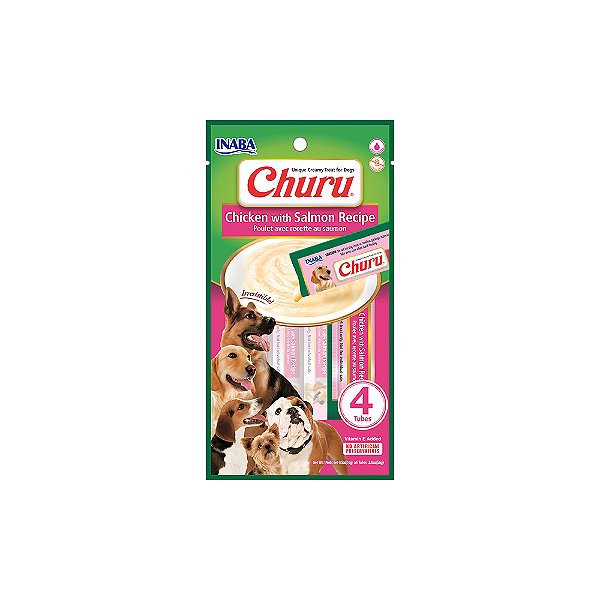 Petisco Purê Churu Dog Sabor Frango com Salmão para Cães 56 g