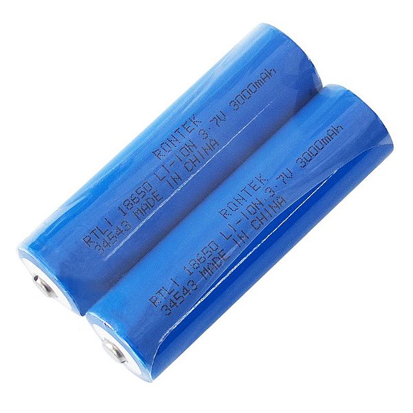 Bateria Recarregável 18650 Li-Ion 3,7V 3000mAh (com 2 unidades) - Sem PCM