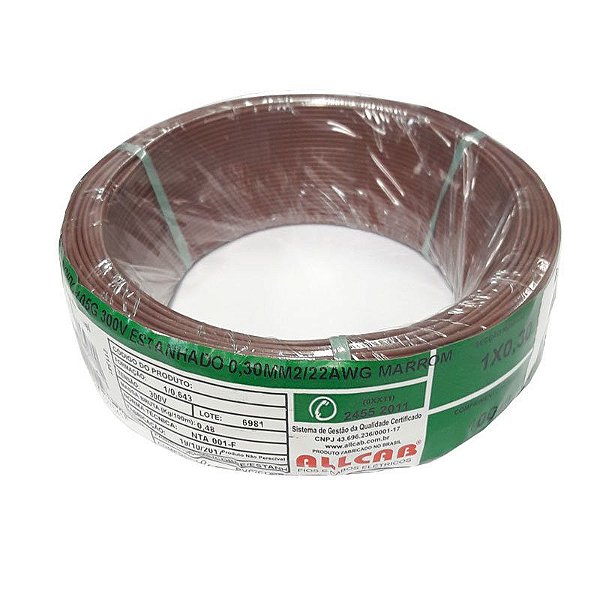 Cabo Flexível Marrom 22 AWG (0,30mm) Rolo c/ 200m