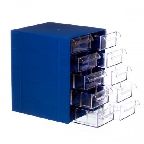 Gaveteiro Plástico Azul - CG510 com 5 Divisões por Gaveta