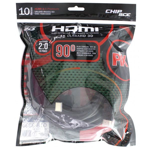 Cabo HDMI 2.0 4K Ultra HD - Plug 90º (10m)