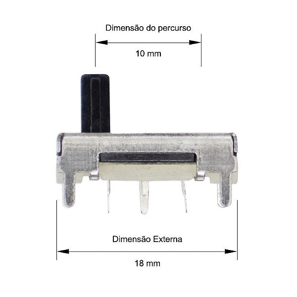 Potenciômetro Deslizante 50K Percurso de 10mm (Total 18mm)