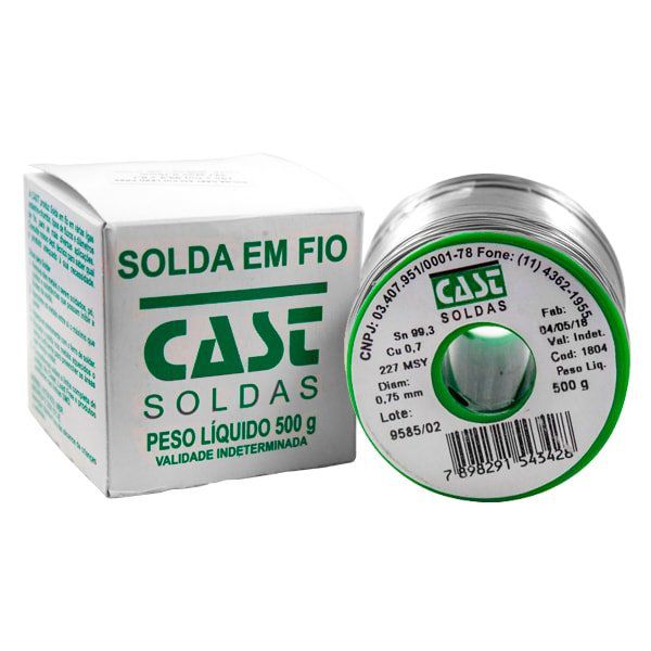 Rolo de Solda Estanho Lead Free 500g 0,75mm - Cast