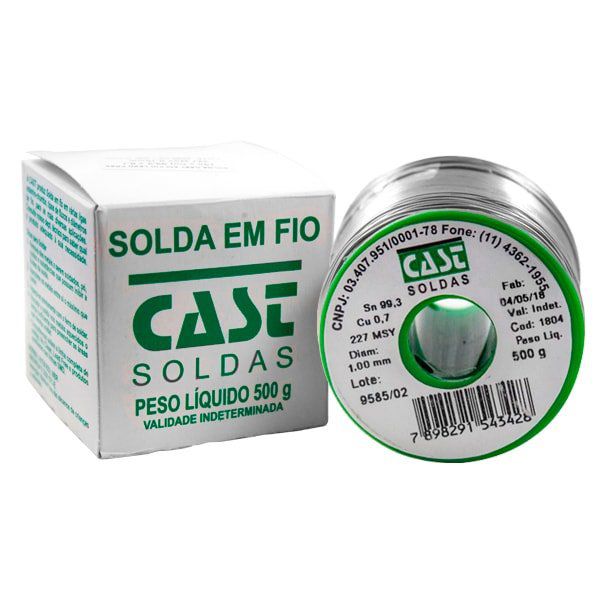 Rolo de Solda Estanho Lead Free 500g 1mm - Cast