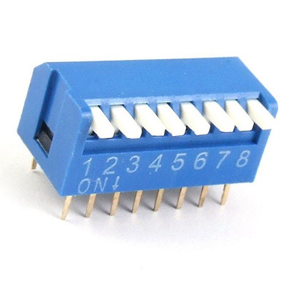 DIP Switch azul 8 vias 90 graus