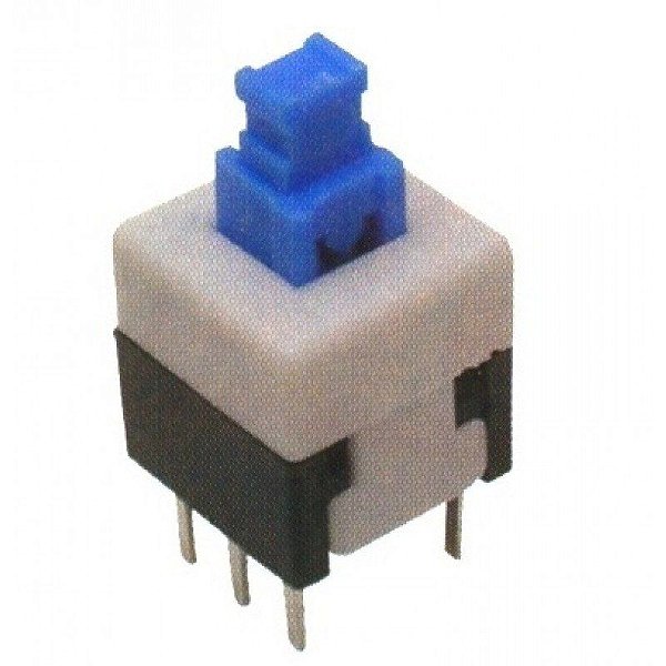 Chave Botão 8x8mm com trava azul