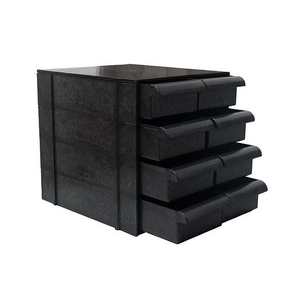 Gaveteiro Plástico Preto - CG408 Eco com 5 Divisões Por Gaveta