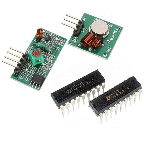Kit Transmissor e Receptor Rf 433Mhz + Encoder HT12E e Decoder HT12D