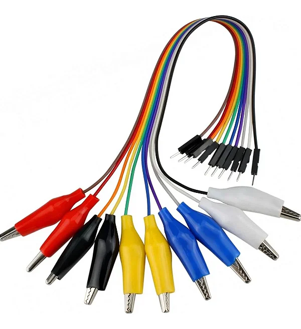 Cabo jumper macho com garra jacaré 10 peças