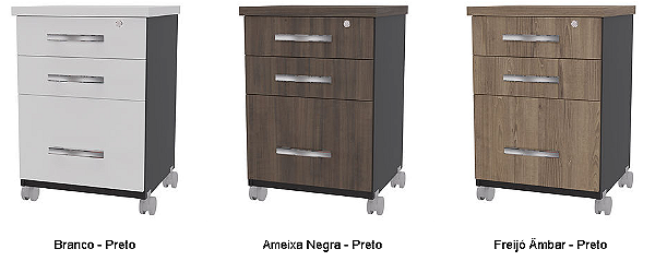 Arquivo 3 gavetas acácia