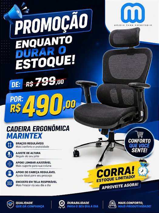 Cadeira Presidente Giratoria Marintex Ergonomica PROMOÇÃO LIMITADA