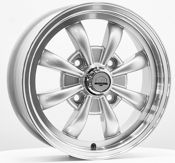 Rodas 8 SPOKE 4x130 Aro 15x5,5 off-set  30 P/ Fusca - Prata Diamantada