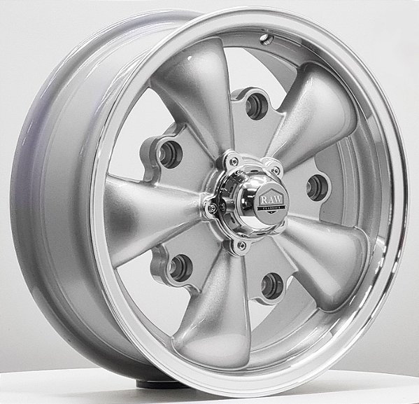 Rodas 5 SPOKE 5x205 Aro 15x5,5 off-set  20 P/ Fusca - Prata Diamantada