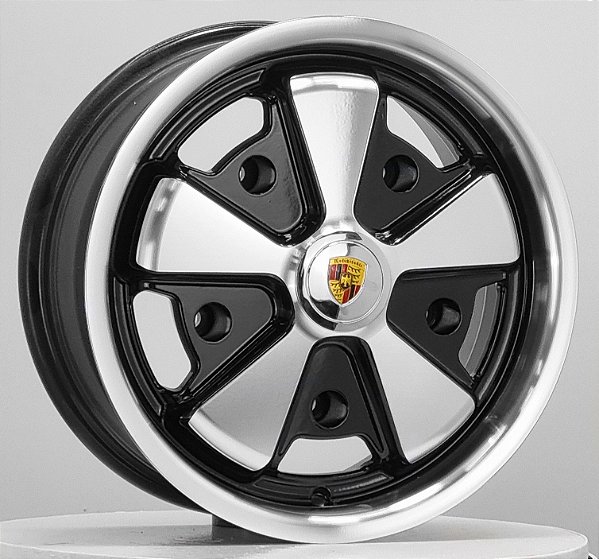 Rodas RC 911 aro 15 tala 6,5 furação 5X205 - off set 14 - Preta Diamantada - Fusca e Kombi