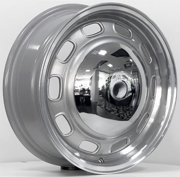 Jogo de Rodas 912 Aro 15 Tala 5,5 Furação 4X130 Offset 30 - PRATA DIAMANTADA - Fusca, Brasilia, TL, Variant, Zé do caixão.