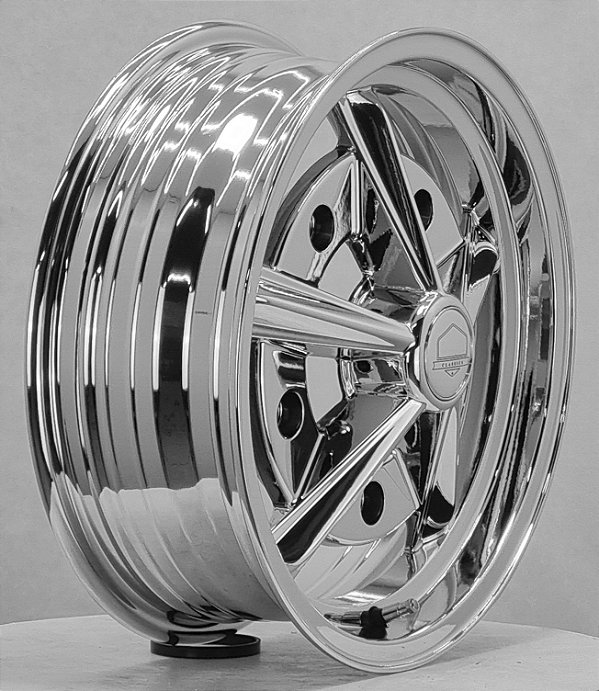 Jogo de Rodas RAIDER Aro 15 tala 5,5 furação 5X205 offset 14 V-CHROME - Fusca