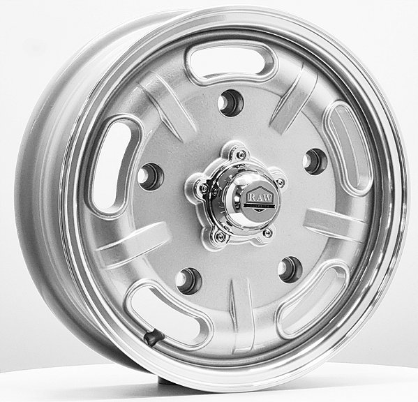 Raw Classic Speed Master Aro 15 tala 4,5 furação 5X205 offset 20 Prata Diamantada - Fusca
