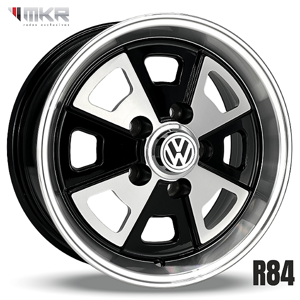 R84 Porsche Aro 15X6 furação 4X130 offset 36 BD (PRETO DIAMANTADO)