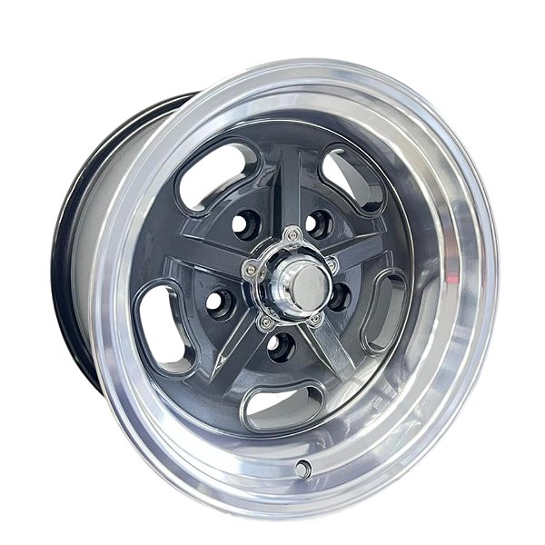 4 Rodas Salt Flat Grafite borda Diamantada Aro 15" Tala 7 Dianteira e tala 8 Traseira" furação 5x139