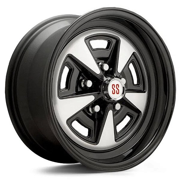 Jogo de Rodas Opala SS Diamantada Borda Preta Aro 14 / Tala 7 / Furação 5x114,3 OFF-set 30