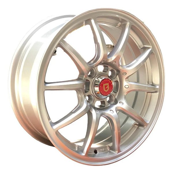 Jogo De Rodas Gisa Aro 15 Tala 6,5 Furação 4x100 Ultra Leve Prateado